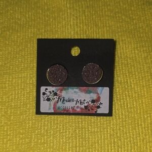 Brown Textured Stud Earrings